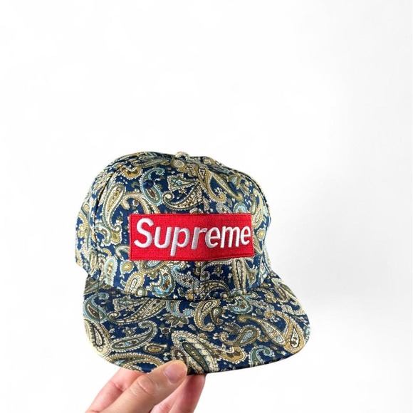 Supreme Other - Rare Grail Supreme Navy Green Paisley‎ Camp Cap